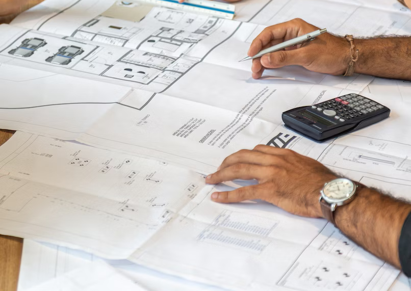 Personne travaillant sur des plans de conception. Photo prise par Pedro Miranda.