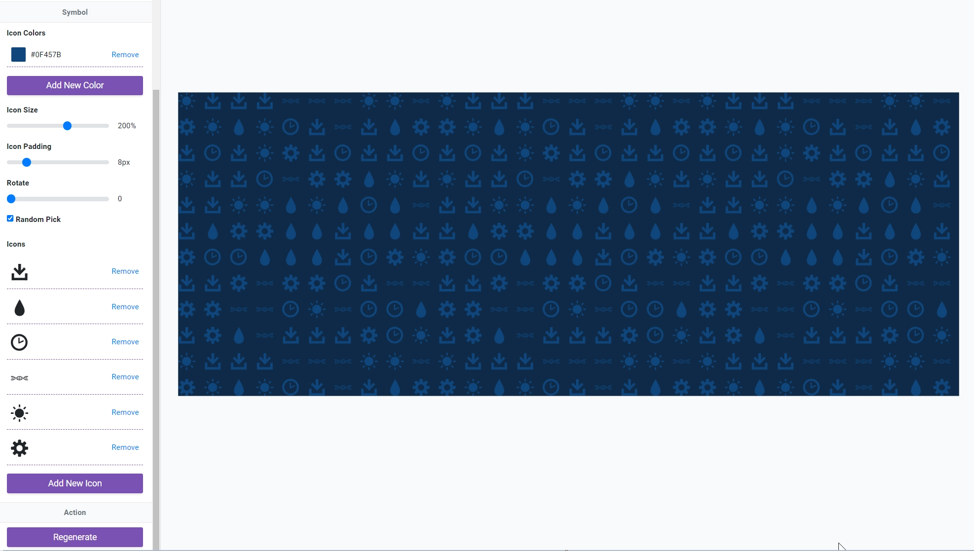 Interface du site BGJar pour l'édition d'un design composé d'icônes.