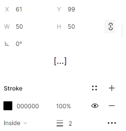 Paramètres de modification de la taille et de la couleur du contour d'un cercle sur Figma.
