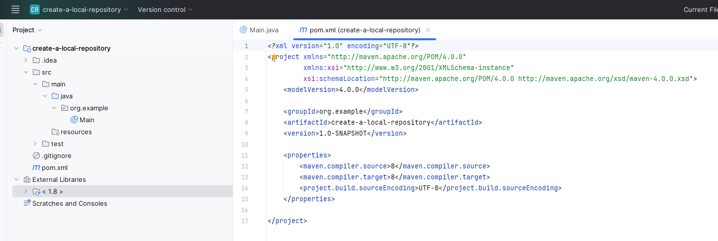 Aperçu du fichier pom.xml montrant des détails comme le JDK et le nom du projet.