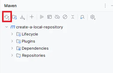 Bouton de synchronisation Maven mis en évidence dans l'onglet IntelliJ IDEA.