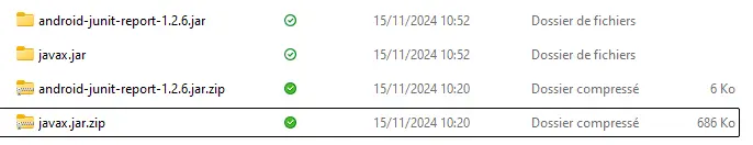 Fichiers .jar et leur contenu après décompression.