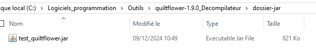 Fichier test_quiltflower.jar affiché dans l'explorateur Windows.