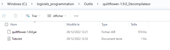 Fichier quiltflower-1.9.0.jar affiché dans l'explorateur Windows.