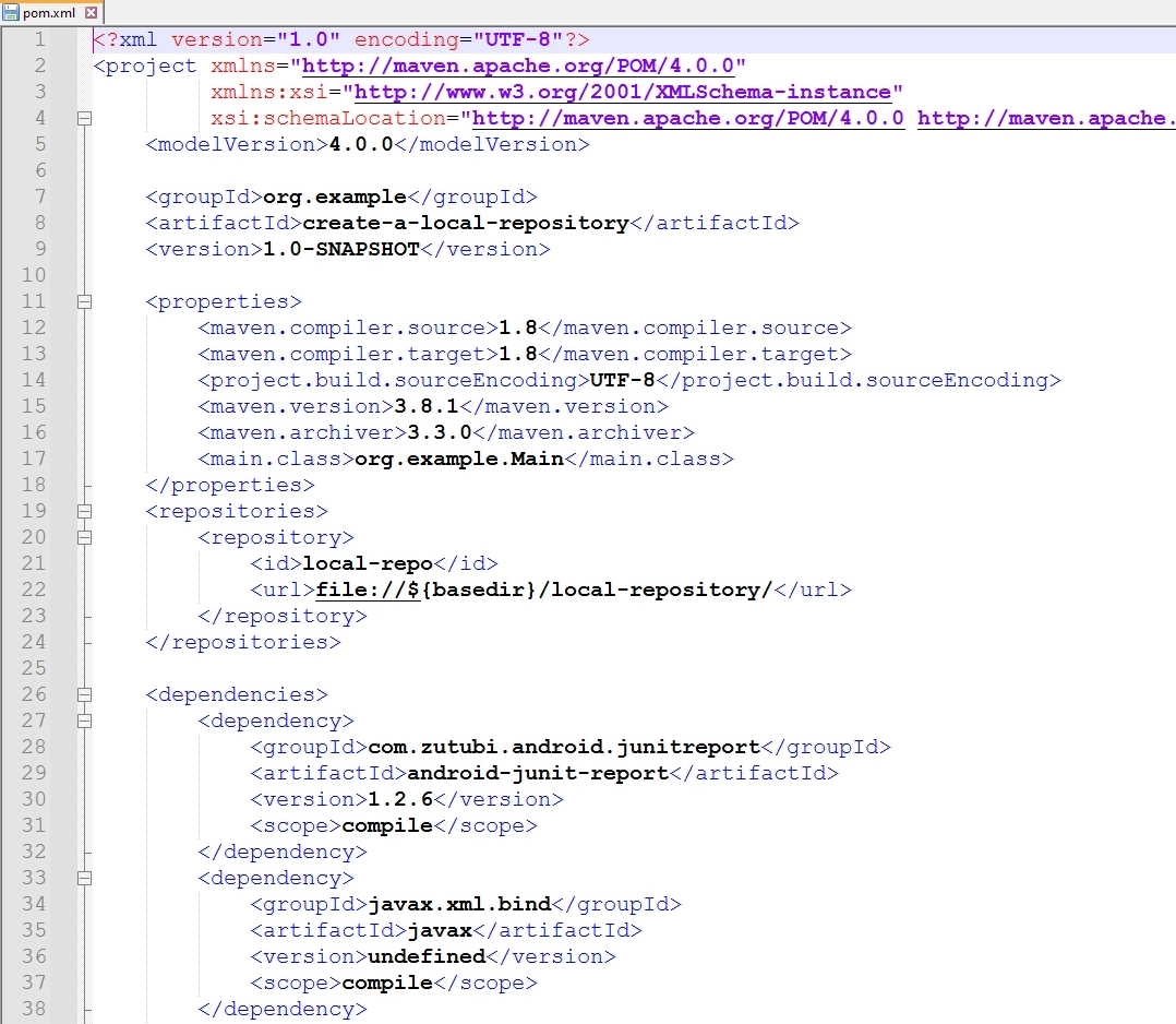 Description des paramètres du fichier pom.xml.