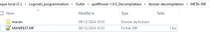 Fichier manifest.mf affiché dans l'explorateur Windows.