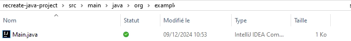 Le fichier main.java dans le chemin précédemment cité.